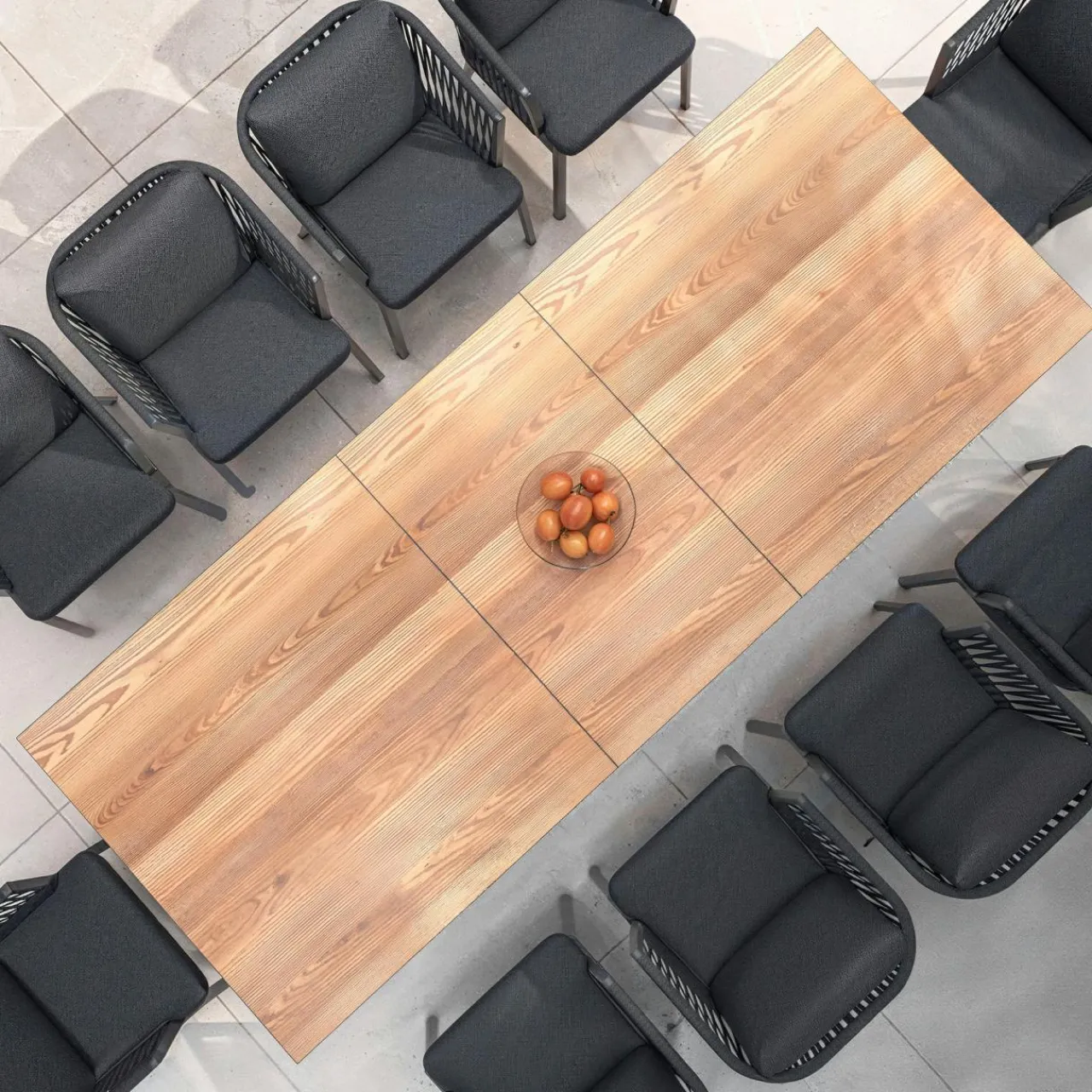 Table De Jardin|Salon De Jardin|MOBELLIA Table de jardin extensible en aluminium 10 places (260 x 96 cm) Amalfi Gris Anthracite