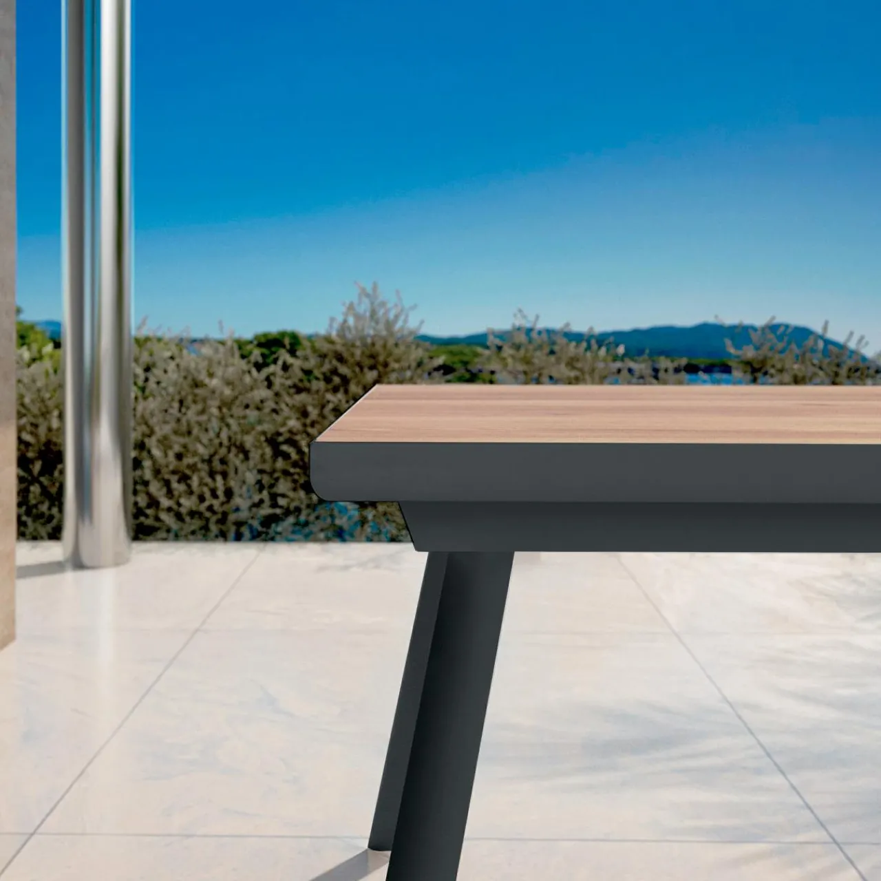 Table De Jardin|Salon De Jardin|MOBELLIA Table de jardin extensible en aluminium 10 places (260 x 96 cm) Amalfi Gris Anthracite