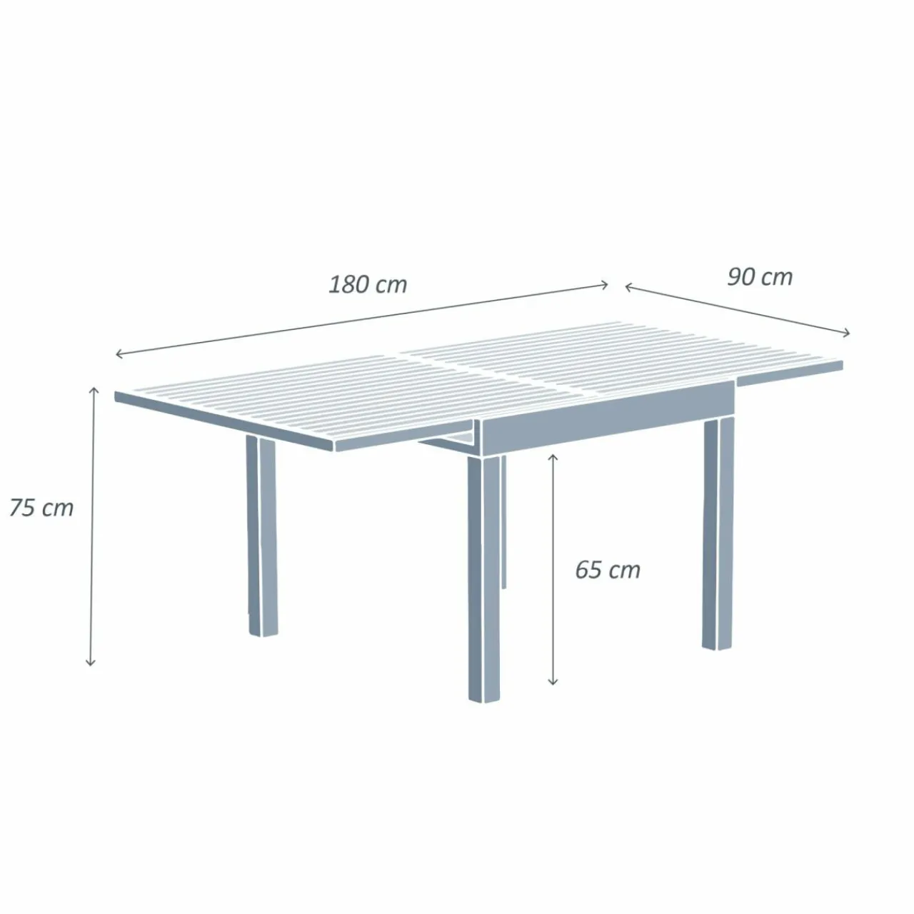 Table De Jardin|Salon De Balcon|MOBELLIA Table de jardin extensible en aluminium 8 places effet bois (90/180 x 90 cm) Murano Gris Anthracite