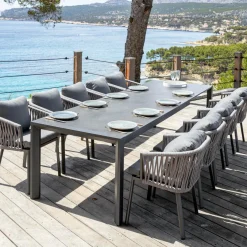 Table De Jardin|Salon De Jardin|MOBELLIA Table de jardin extensible en aluminium 12 places (195/300 x 96 cm) Amalfi Gris Anthracite
