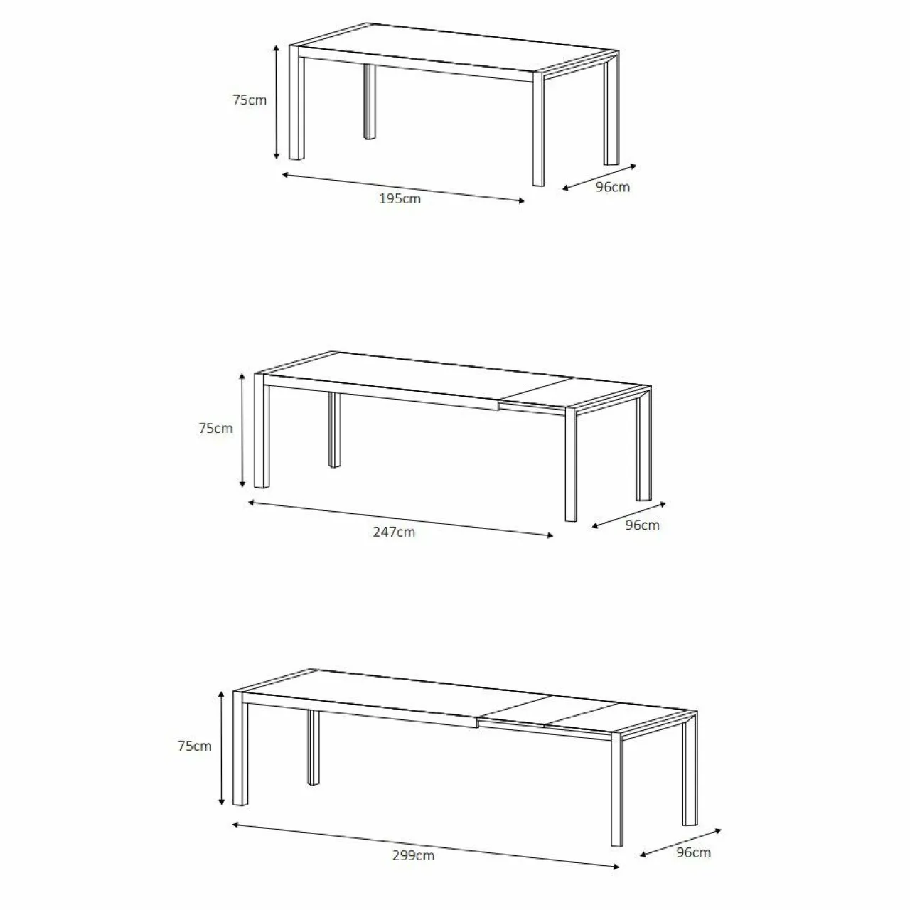 Table De Jardin|Salon De Jardin|MOBELLIA Table de jardin extensible en aluminium 12 places (195/300 x 96 cm) Amalfi Gris Anthracite