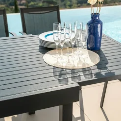 Table De Jardin|Salon De Jardin|MOBELLIA Table de jardin extensible aluminium 12 places (200/320 x 100 cm) Murano Gris Anthracite