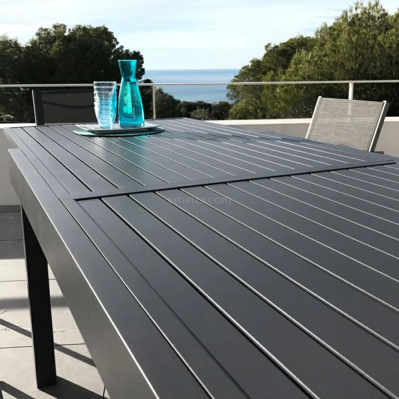 Table De Jardin|Salon De Jardin|MOBELLIA Table de jardin extensible aluminium 12 places (200/320 x 100 cm) Murano Gris Anthracite