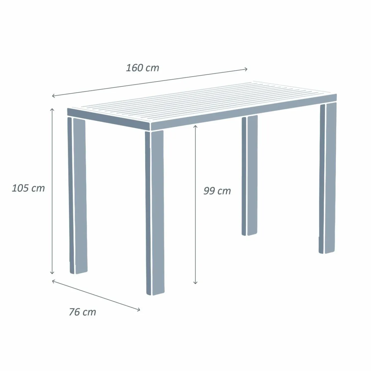 Table De Jardin|Salon De Balcon|MOBELLIA Table de jardin haute en aluminium 6 places (160 x H105 cm) Murano Blanc