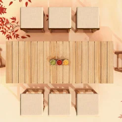 Table De Jardin|MOBELLIA Table de jardin haute en bois d'acacia 8 places (203 x H105 cm) Bornéo Naturel