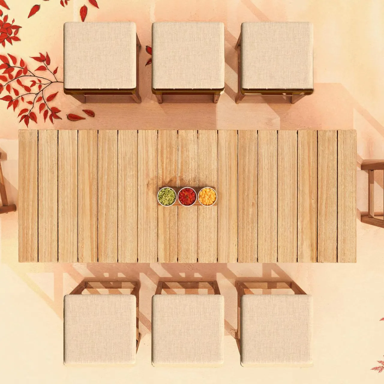 Table De Jardin|MOBELLIA Table de jardin haute en bois d'acacia 8 places (203 x H105 cm) Bornéo Naturel