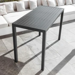 Table De Jardin|Salon De Balcon|MOBELLIA Table de jardin haute en aluminium 6 places (160 x H105 cm) Murano Gris Anthracite