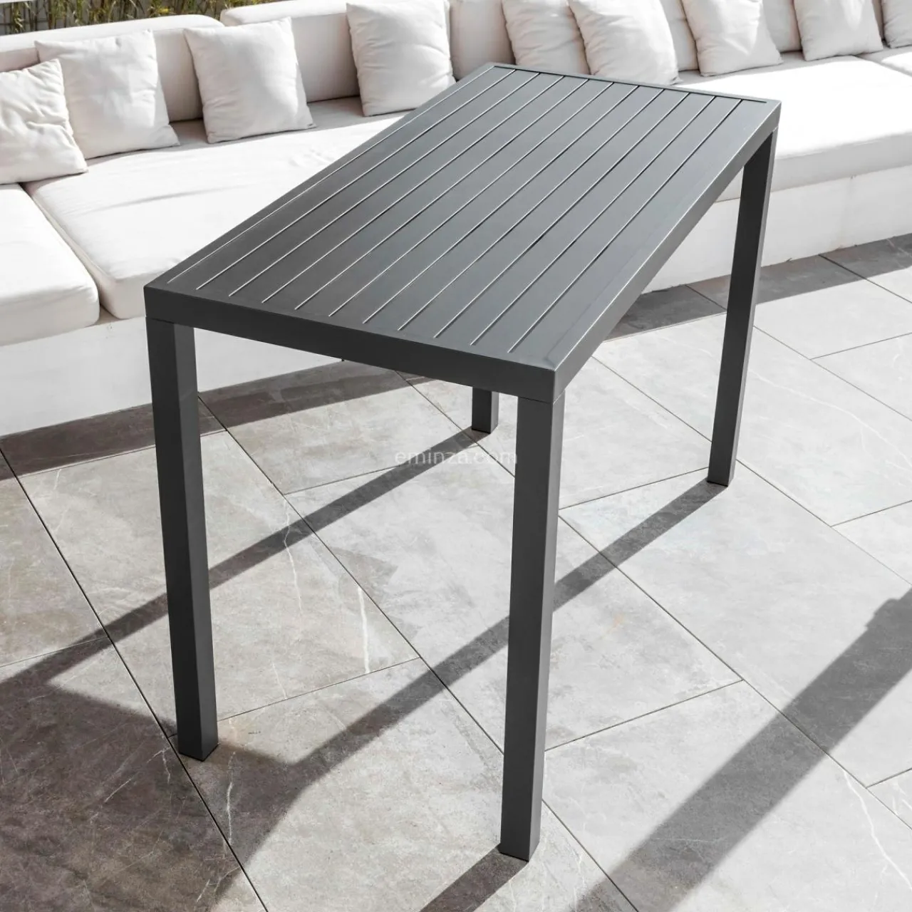 Table De Jardin|Salon De Balcon|MOBELLIA Table de jardin haute en aluminium 6 places (160 x H105 cm) Murano Gris Anthracite