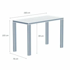 Table De Jardin|Salon De Balcon|MOBELLIA Table de jardin haute en aluminium 6 places (160 x H105 cm) Murano Gris Anthracite