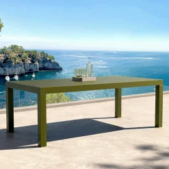Table De Jardin|Salon De Jardin|MOBELLIA Table de jardin rectangulaire aluminium 8 places (210 x 100 cm) Murano Vert olive