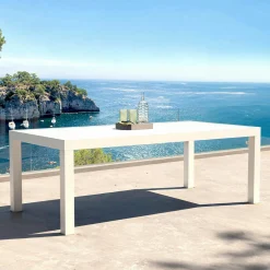 Table De Jardin|Salon De Jardin|MOBELLIA Table de jardin rectangulaire aluminium 8 places (210 x 100 cm) Murano Blanc