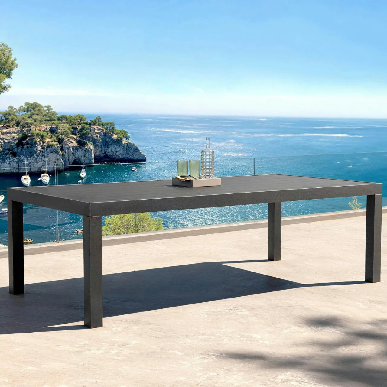 Table De Jardin|Salon De Jardin|MOBELLIA Table de jardin rectangulaire aluminium 10 places (240 x 120 cm) Murano Gris Anthracite