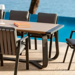 Table De Jardin|Salon De Jardin|MOBELLIA Table de jardin rectangulaire en aluminium 10 places (240 x 100 cm) Long Beach Gris Anthracite