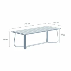 Table De Jardin|Salon De Jardin|MOBELLIA Table de jardin rectangulaire en aluminium 10 places (240 x 100 cm) Long Beach Gris Anthracite