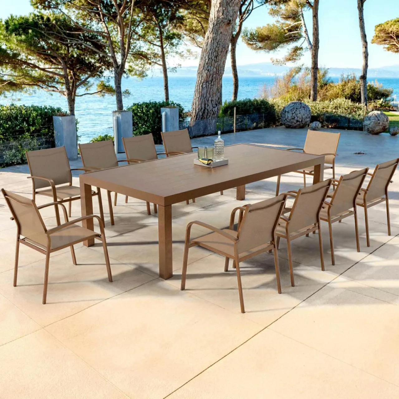 Table De Jardin|Salon De Jardin|MOBELLIA Table de jardin rectangulaire aluminium 10 places (240 x 120 cm) Murano Bronze