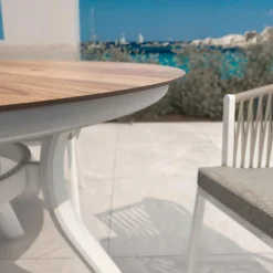 Table De Jardin|Salon De Jardin|MOBELLIA Table de jardin ronde en aluminium 6 places (D120 cm) Amalfi Blanc