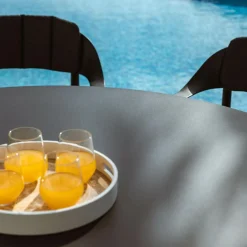 Table De Jardin|Salon De Jardin|MOBELLIA Table de jardin ronde en aluminium 8 places (D149 cm) Monte Carlo Gris Anthracite