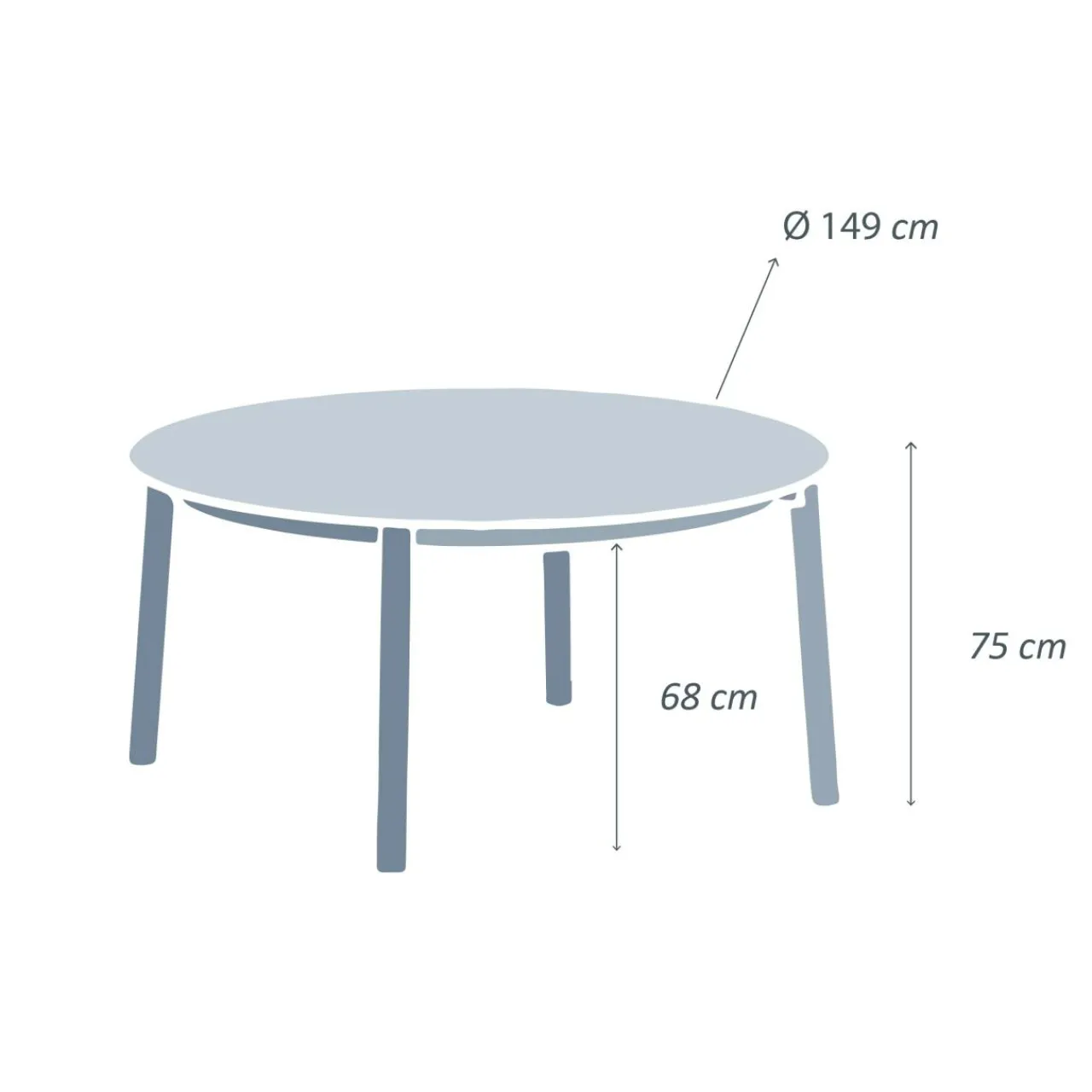 Table De Jardin|Salon De Jardin|MOBELLIA Table de jardin ronde en aluminium 8 places (D149 cm) Monte Carlo Gris Anthracite