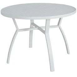 Table De Jardin|Salon De Balcon|MOBELLIA Table de jardin ronde en aluminium 5 places (D105 cm) Murano Blanc