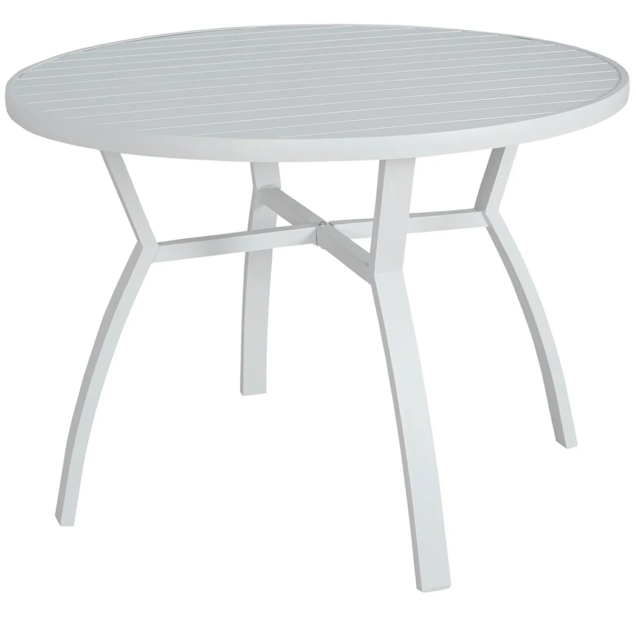 Table De Jardin|Salon De Balcon|MOBELLIA Table de jardin ronde en aluminium 5 places (D105 cm) Murano Blanc