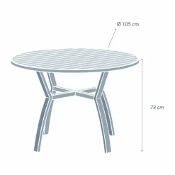 Table De Jardin|Salon De Balcon|MOBELLIA Table de jardin ronde en aluminium 5 places (D105 cm) Murano Blanc