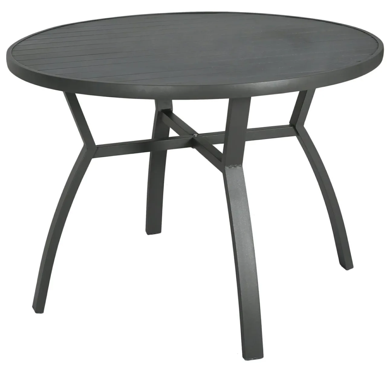 Table De Jardin|Salon De Balcon|MOBELLIA Table de jardin ronde en aluminium 5 places (D105 cm) Murano Gris Anthracite