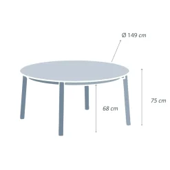 Table De Jardin|Salon De Jardin|MOBELLIA Table de jardin ronde en aluminium 8 places (D149 cm) Monte Carlo Blanc