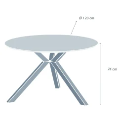 Table De Jardin|Salon De Jardin|MOBELLIA Table de jardin ronde en aluminium et céramique 6 places (D120 cm) Kore Gris Anthracite