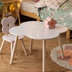 Petit Meuble Enfant|Atmosphera cru017dateur d'intu017drieur for kids Table enfant bois (40 cm) Douceur Fleur Rose