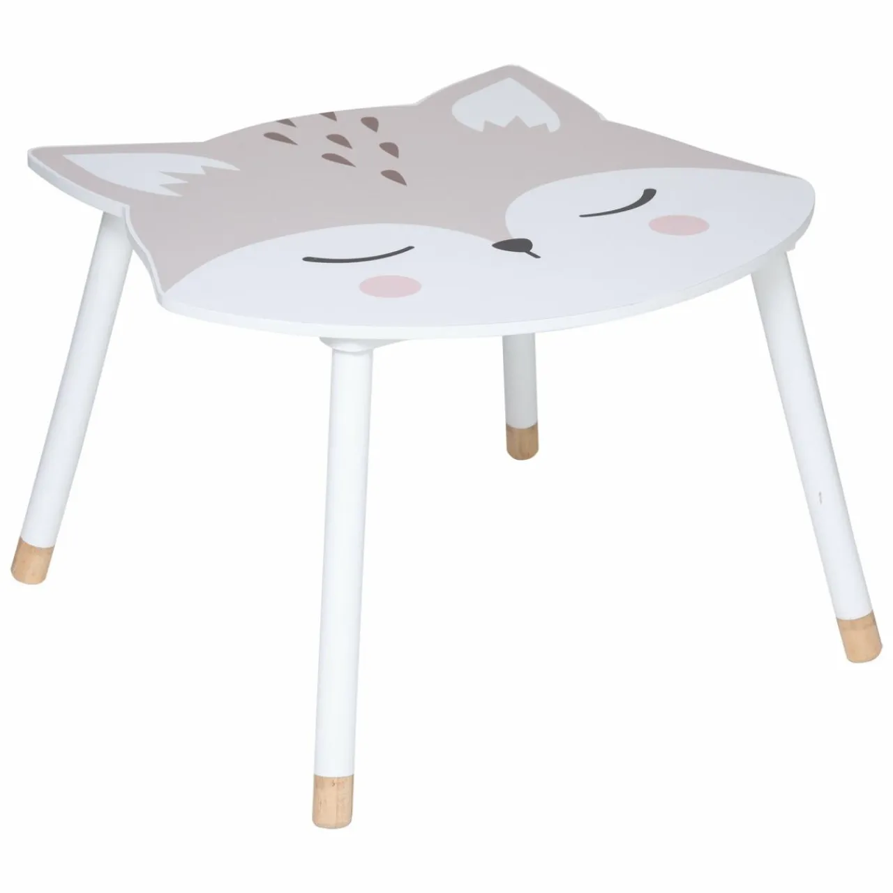 Petit Meuble Enfant|Atmosphera createur d'interieur for kids Table enfant bois (H43 cm) Douceur Renard he Blanc