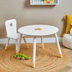 Petit Meuble Enfant|EMINZA Table enfant bois (H44 cm) Stars he Blanc