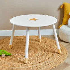 Petit Meuble Enfant|EMINZA Table enfant bois (H44 cm) Stars he Blanc
