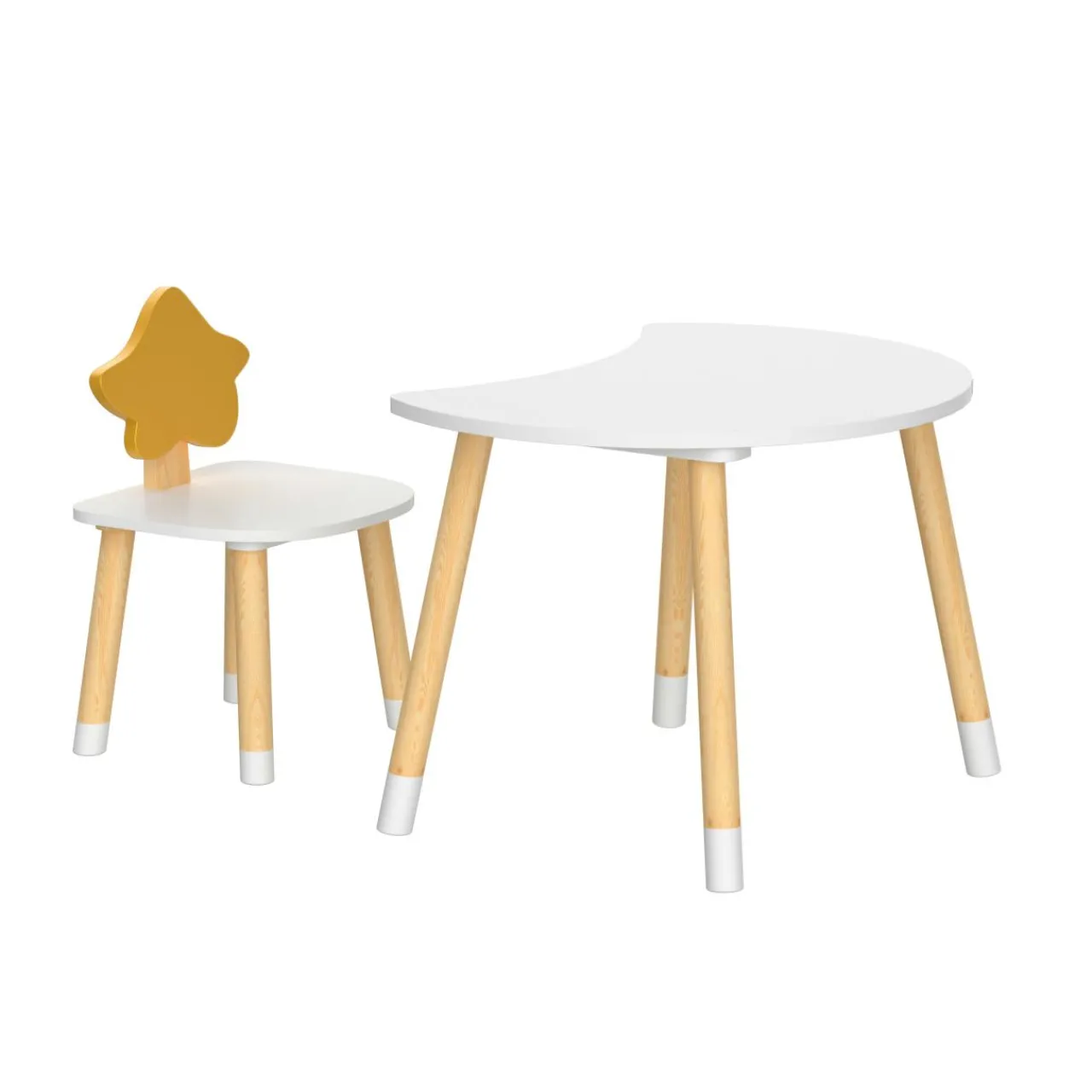 Petit Meuble Enfant|EMINZA Table et 1 chaise enfant bois (H44 cm) Stars Blanc