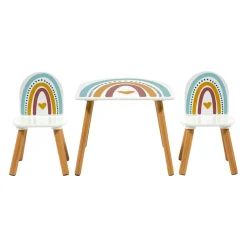 Petit Meuble Enfant|OSTARIA Table et 2 chaises enfant bois Leno Multicolore
