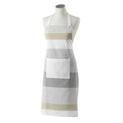 Accessoire Cuisine|douceur d'intu017drieur Tablier avec poche coton tissé (60 x 84 cm) Iliade Blanc Gris