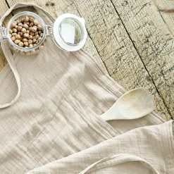 Accessoire Cuisine|EMINZA Tablier avec poches gaze de coton Gaïa pampa Beige