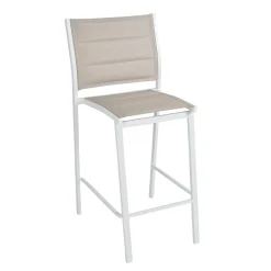 Chaise De Jardin|MOBELLIA Tabouret de jardin aluminium empilable Murano et taupe Blanc