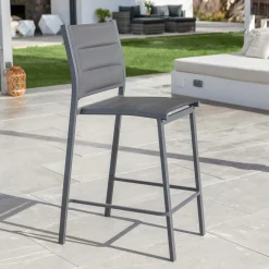 Chaise De Jardin|MOBELLIA Tabouret de jardin aluminium empilable Murano Gris Anthracite