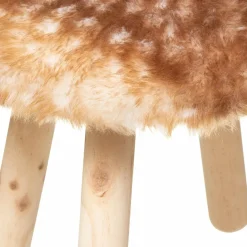 Petit Meuble Enfant|Atmosphera cru017dateur d'intu017drieur for kids Tabouret enfant bois et fausse fourrure (H38 cm) Cerf Marron