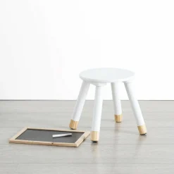 Petit Meuble Enfant|Atmosphera createur d'interieur for kids Tabouret enfant bois (H24 cm) Douceur Blanc