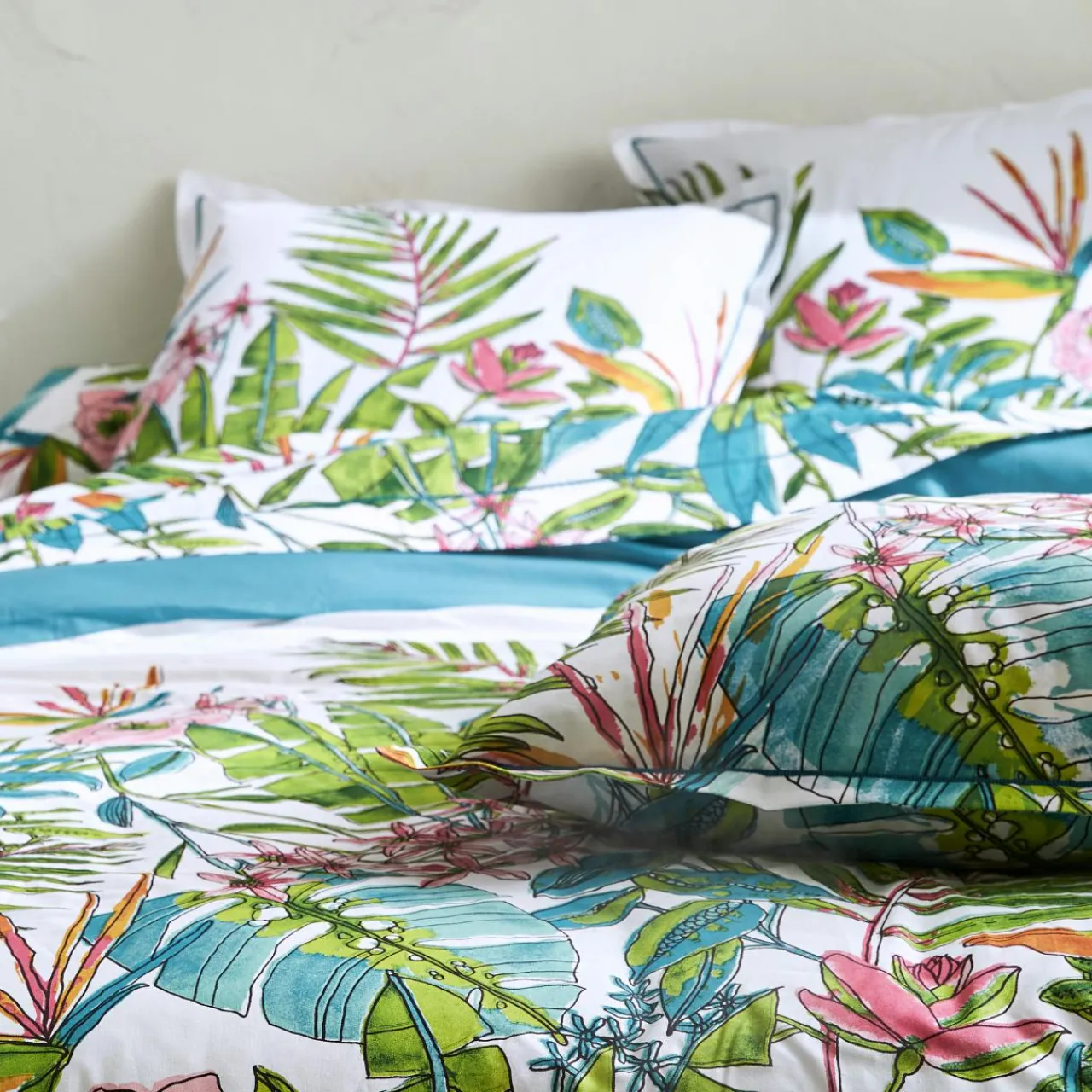 Taie D'Oreiller, Traversin|TRADILINGE Taie de traversin coton (L200 cm) Sumatra Paon Multicolore