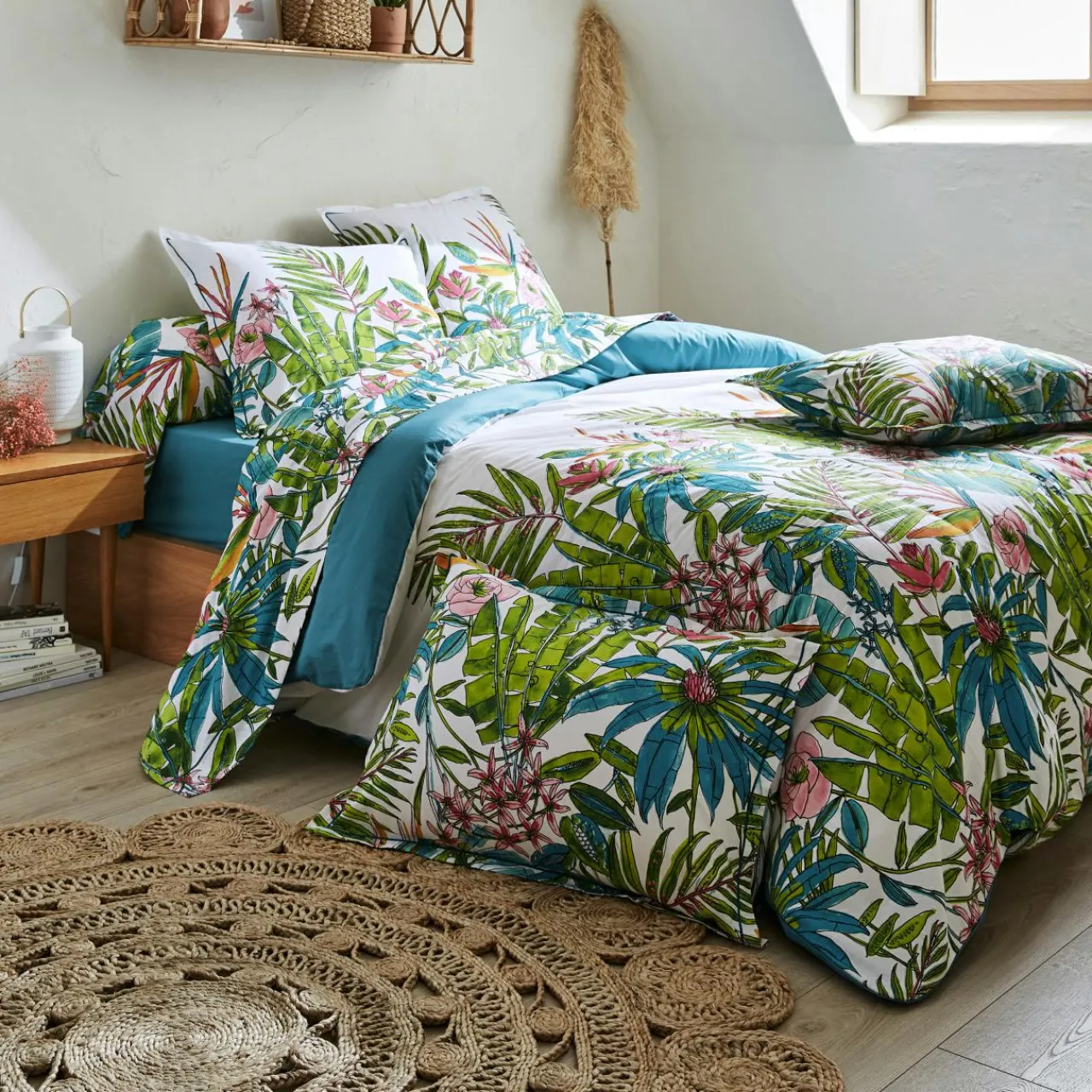 Taie D'Oreiller, Traversin|TRADILINGE Taie de traversin coton (L200 cm) Sumatra Paon Multicolore