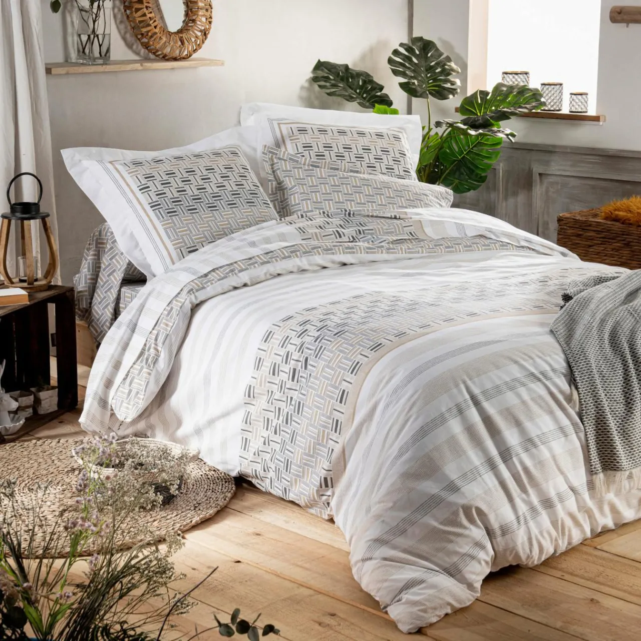 Taie D'Oreiller, Traversin|TRADILINGE Taie de traversin coton (L200 cm)Diego e Gris