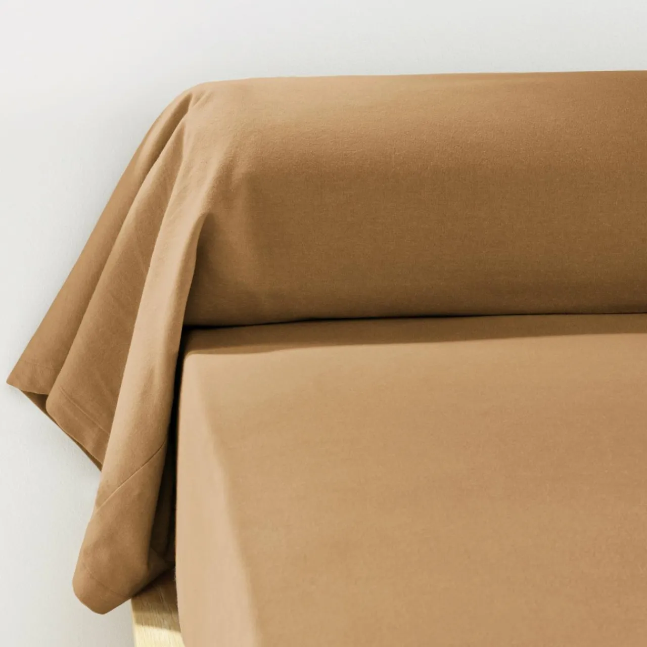 Taie D'Oreiller, Traversin|EMINZA Taie de traversin flanelle de coton (L185 cm) Théa Camel