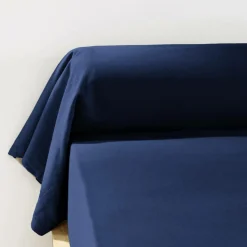 Taie D'Oreiller, Traversin|EMINZA Taie de traversin flanelle de coton (L185 cm) Nina Bleu nuit