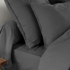 Taie D'Oreiller, Traversin|EMINZA Taie de traversin flanelle de coton (L185 cm) Nina Gris Anthracite