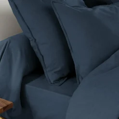 Taie D'Oreiller, Traversin|EMINZA Taie de traversin flanelle de coton (L185 cm) Théa Bleu nuit
