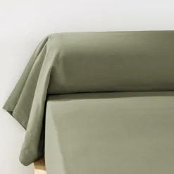 Taie D'Oreiller, Traversin|EMINZA Taie de traversin flanelle de coton (L185 cm) Nina Vert romarin