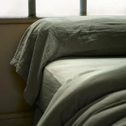 Taie D'Oreiller, Traversin|EMINZA Taie de traversin gaze de coton (L185 cm) Gaïa Vert romarin