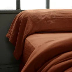 Taie D'Oreiller, Traversin|EMINZA Taie de traversin gaze de coton (L185 cm) Gaïa Terracotta